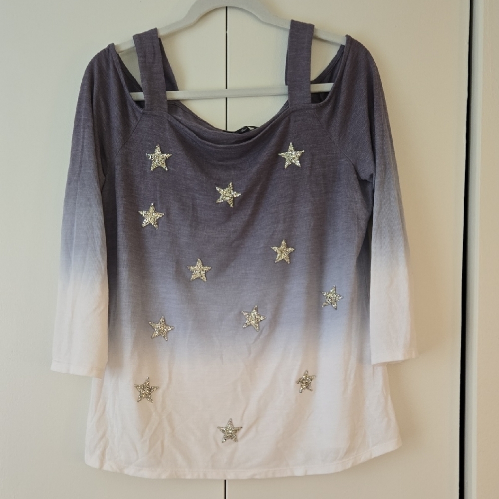 INC International Concepts Purple and White Ombre Blouse